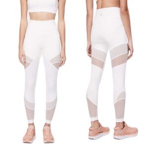 Lululemon Athletica Forget the Sweat Leggings Women's White Mesh Panel Tights 6